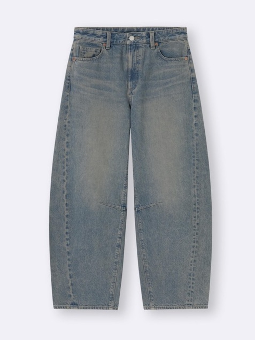 GU by Uniqlo Womens S High Rise Barrel Leg Jeans 67 Blue Baggy loose 26X 28